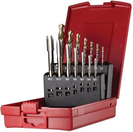 Actual product image Dormer Machine tap set No.301 B N L114 M3-M12 14 pieces HSS-E PM Plastic case