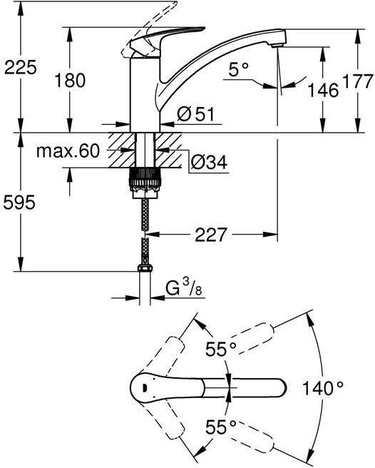 Image du produit Grohe Eurosmart Einhand-Spültischbatterie DN 15 1/2 Zoll - Chrom (33281003)