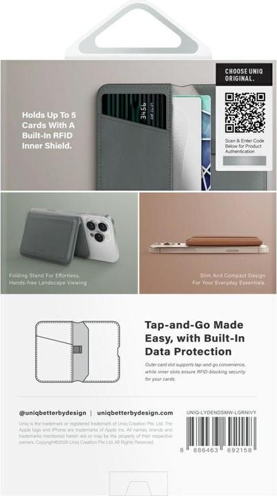 Immagine prodotto Uniq Lyden DS RFID Magnetic Wallet with Phone Stand - Green