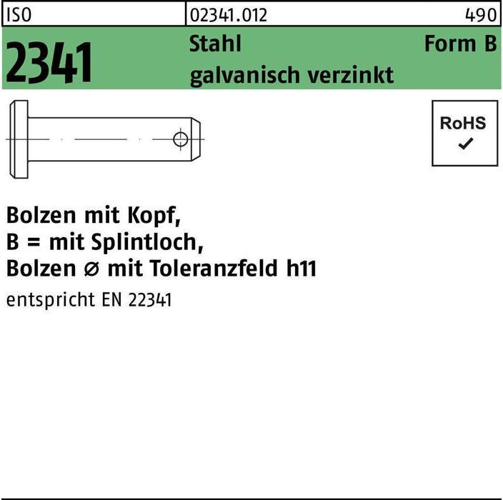 Image du produit Boulon ISO 2341 avec tête/trou à goupille B 8 x30 x24 acier électro-galvanisé