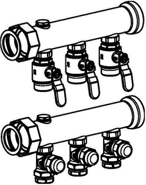 Oventrop OV Messing-Verteiler Multidis SFI f Industrieheizung und -kühlung 4 Kreise