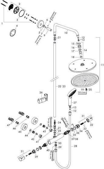 Immagine prodotto hansgrohe HG Tubo doccia CROMA SELECT 280 AIR 1JET DN 15 EcoSmart 9 l/min cromo