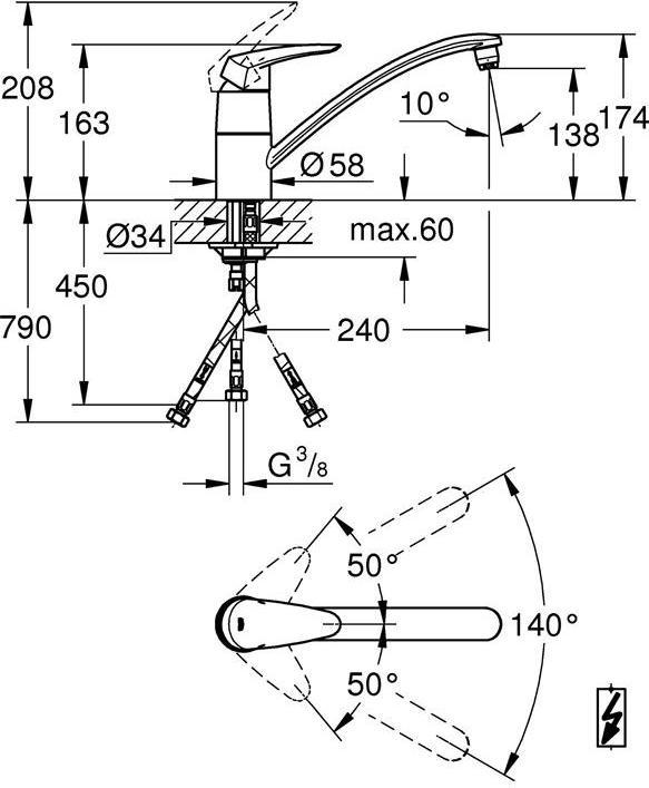 Produktbild Grohe Einhand-Spültischbatterie EURODISC EURODISC DN 15 f offene Warmwasserbereiter chrom