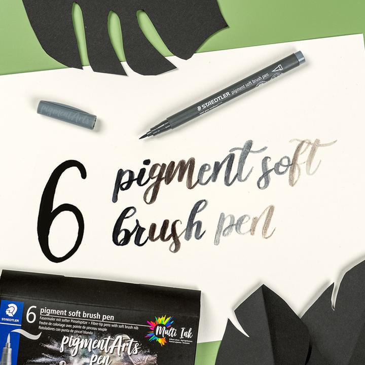 Actual product image Staedtler MultiInk Pigment Arts soft brush pen Set of 6 grey retail (Grey, 6 x)