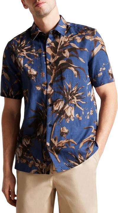 Actual product image Ted Baker Unisex Adult Belmar Linen Blend Short-Sleeved Shirt (M)