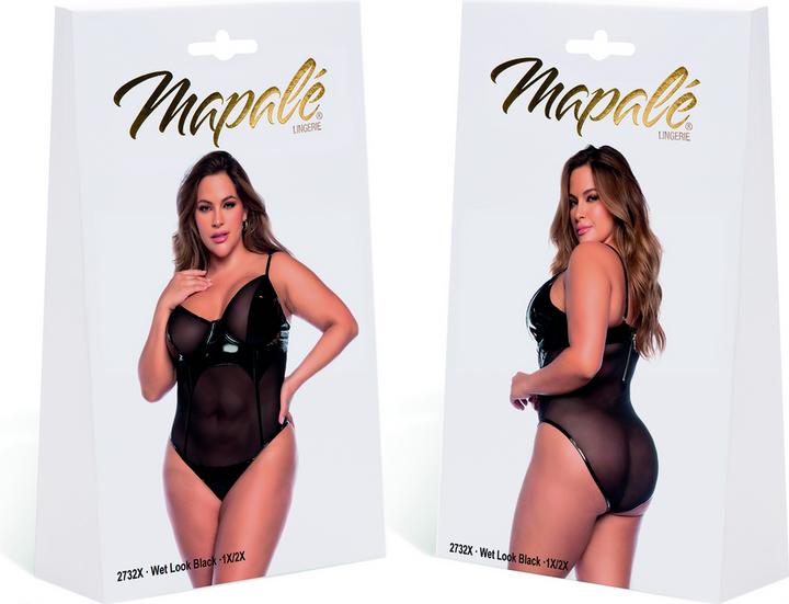 Mapale Bodysuit - 1X/2X - Wet Black (1X, 2x)