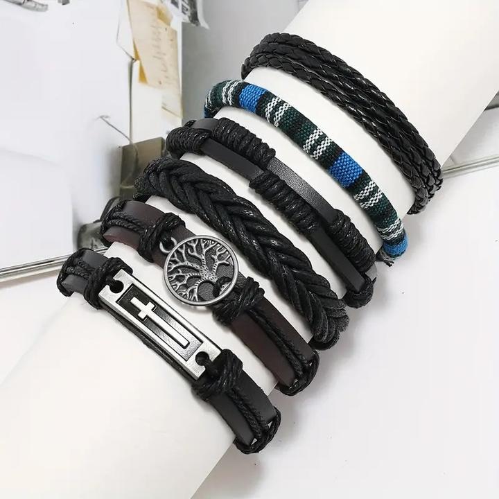 Produktbild Cbx 36 Stück Leder Armbänder Mix Styles Grösse verstellbar, handgemachte Armbänder (Kunstleder, Holz und Baumwolle)