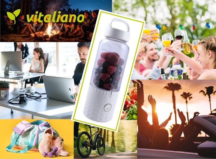 Produktbild Vitaliano tragbarer Smoothie Maker to go, 500ml, wechselbare Flasche, USB, spülmaschinenfest, leichter Mixer (75 W)
