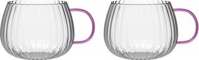 Vialli Design Tulip Set bestehend aus zwei Gläsern mit rosa Henkel 350ml