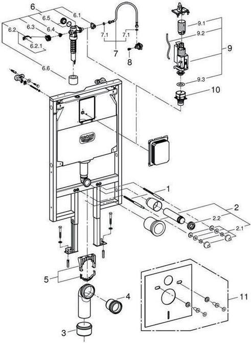 Actual product image Grohe WC element RAPID SL cistern 80mm element width 0.62 m