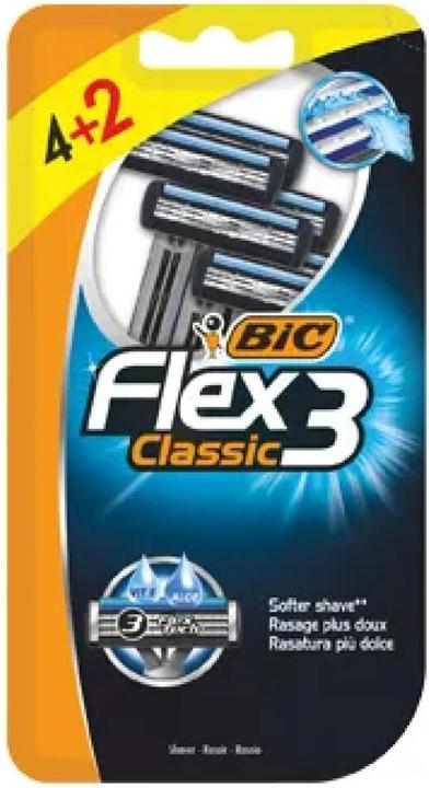 Actual product image Bic Flex 3 Classic Disposable Razor With Aloe Vitamin E blister 4 2 Units
