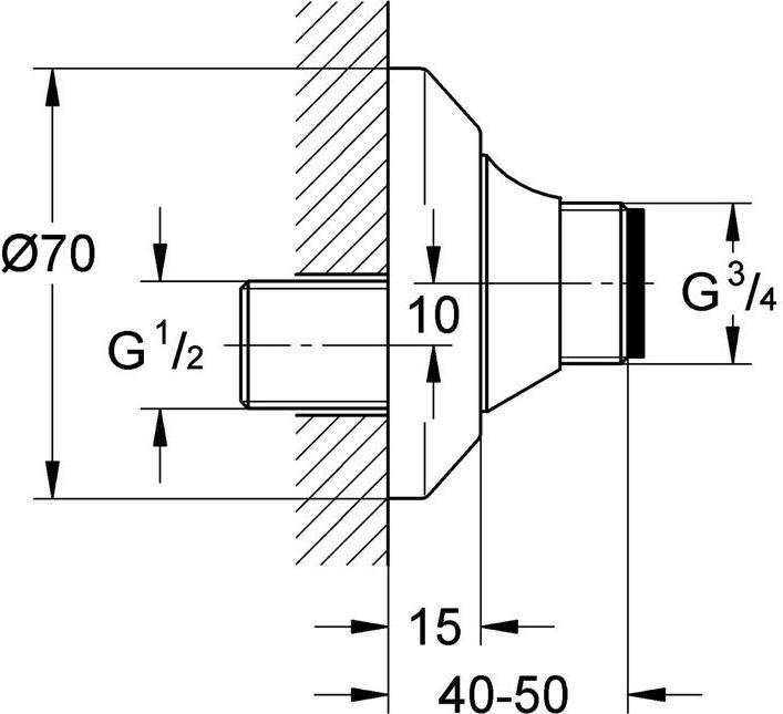 Actual product image Grohe S-connection 1/2 "x3/4" abspb verst 10mm chr