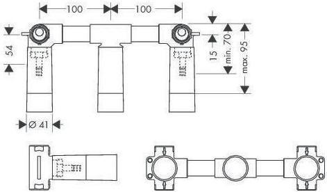 Actual product image hansgrohe AXOR basic body for concealed 3-hole washbasin mixer