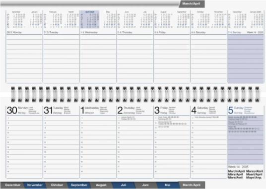 Produktbild Simplex Wochenplaner AC-Terminer (307 x 105 mm, Deutsch, Englisch, Italienisch, Französisch)
