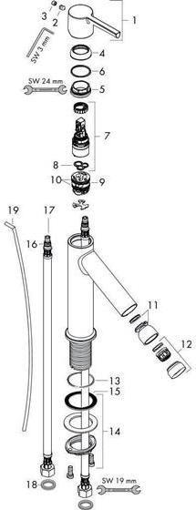 Actual product image Axor Single lever bidet mixer STARCK DN 15 m HGri m ZAG 1 1/4" chr
