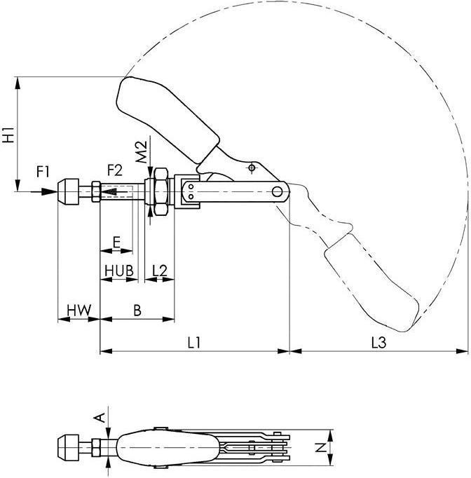 Actual product image Amf Push rod clamp no. 6844 size 2 short (21.50 mm)