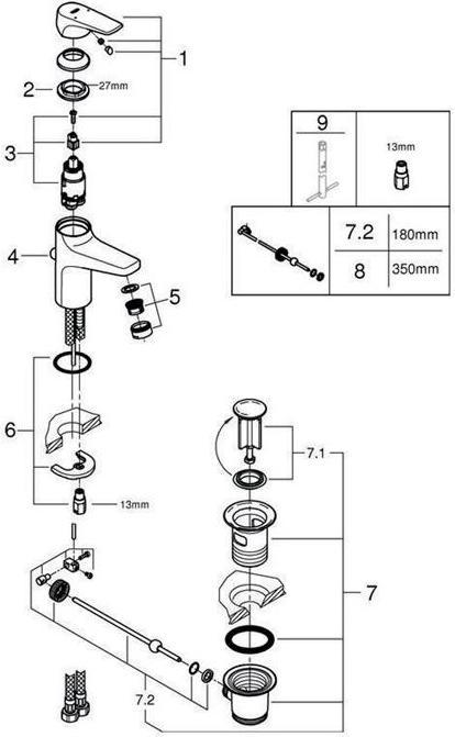 Actual product image Grohe Single lever basin mixer BAUFLOW 1/2inch, S-Size chrome