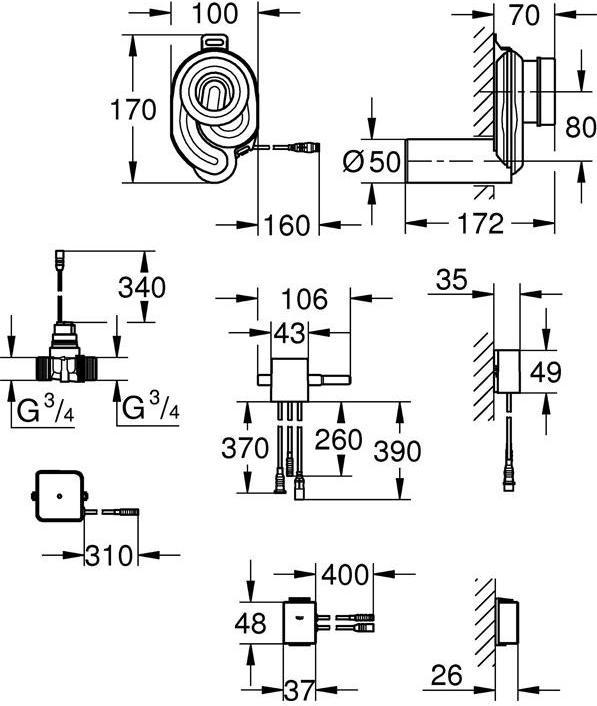 Image du produit Grohe Capteur de température avec Bluetooth, pour urinoir, transformateur chromé