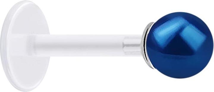 Image du produit Star Piercing Micro Labret transparent avec perle boule bleu foncé (sans laiton, Argent sterling 925, Bioflex)