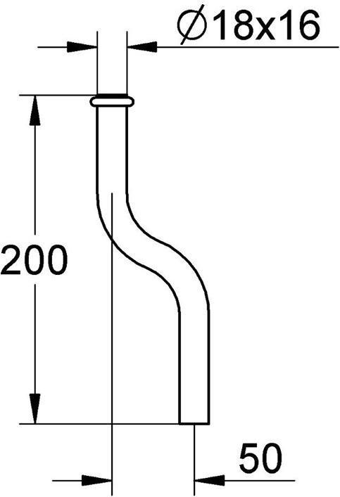 Image du produit Grohe Tube de rinçage pour urinoir d= 18mm, 200mm coude 50mm chromé