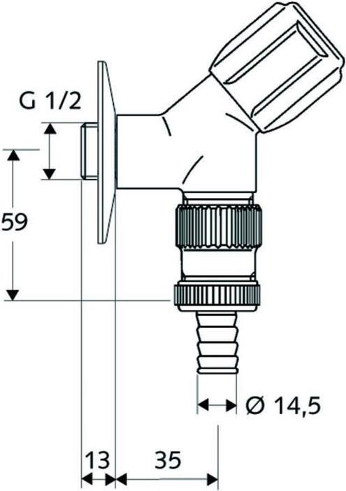 Produktbild Schell Geräteschrägsitzventil COMFORT chrom, mit Schlauchplatz-Sicherung 1/2Zo 1/2Zoll