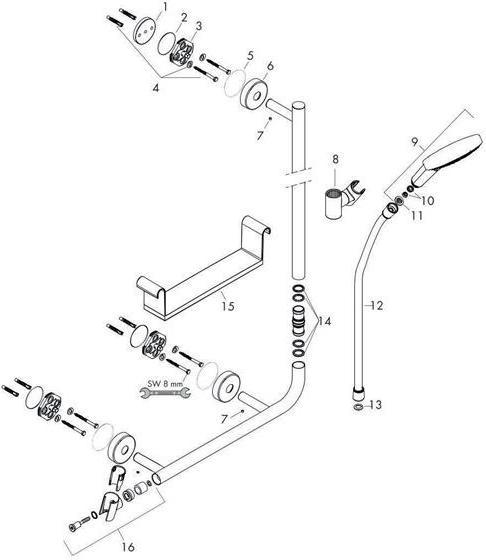Image du produit hansgrohe HG Set de douche RAINDANCE SELECT S 120 Unica COM Br.set 110cm R EcoSm 9 l/m chr