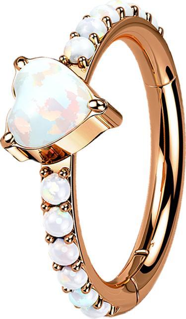 Produktbild Star Piercing Micro Segmentring klappbar rosegold seitlich Opale und Herz (ohne Messing, Titan G23)