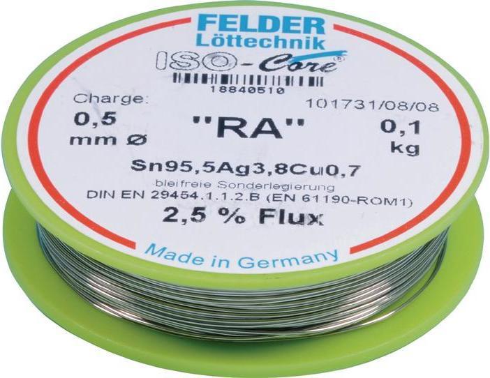 Felder Lötdraht ISO-Core® RA 0,5 mm 100 g Sn95,5Ag3,8Cu0,7