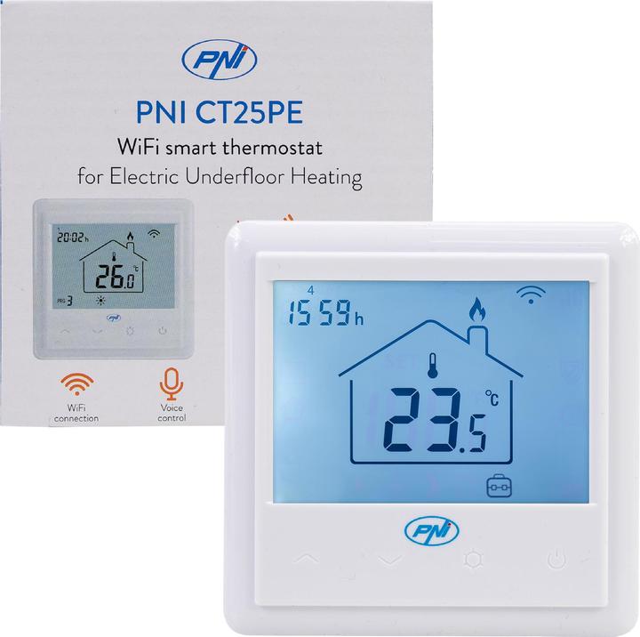 Immagine prodotto PNI Termostato intelligente integrato CT25PE WiFi, controllo via internet del sistema di