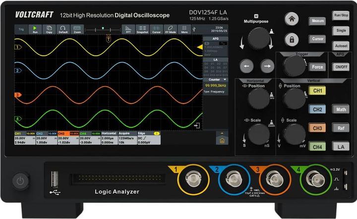 Produktbild Voltcraft DOV1254F LA Digital-Oszilloskop 125 MHz 4-Kanal 1.25 GSa/s 100 Mpts 1 (CAT II)