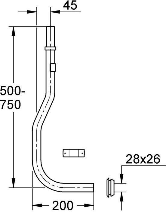 Actual product image Grohe Flush pipe for flush valve d= 28x26mm chrome