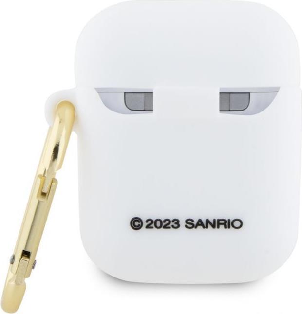 Actual product image Hello Kitty HKA23DKHSH Airpods 1/2 cover biały/white Silicone 3D Kitty Head (Headphone bag)