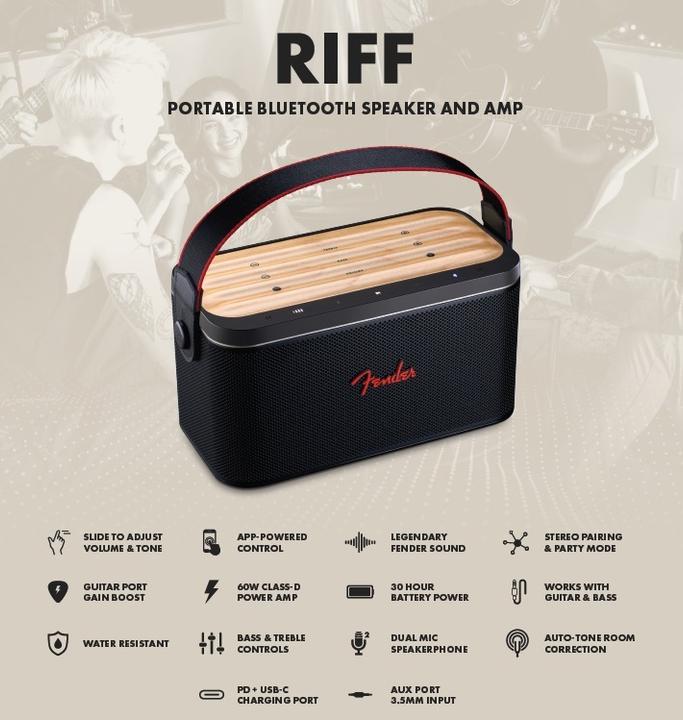 Immagine prodotto Fender Altoparlante Bluetooth RIFF 60W (30 h, Batteria ricaricabile)
