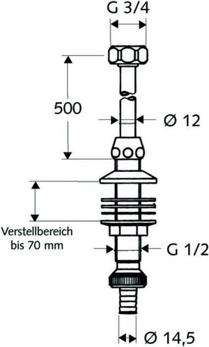 Produktbild Schell Spülengarnitur 1/2Zollx12mm Verstellbereich bis 70mm ch chrom