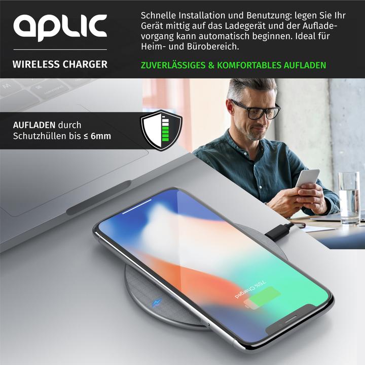 Actual product image Aplic Induction Charger, Qi Charger - Inductive Fast Charging Station, 10W Wireless Induction Charger (10 W)