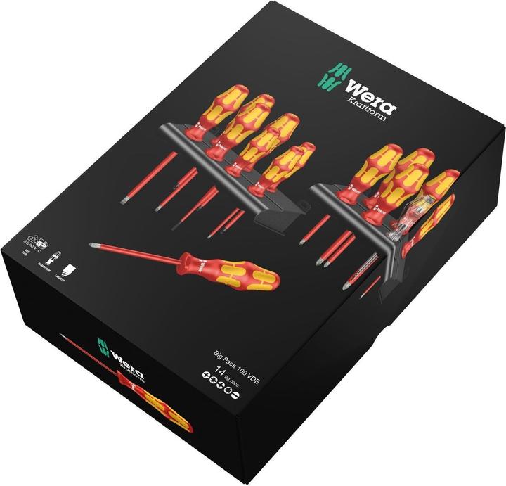 Actual product image Wera Kraftform Big Pack 100 VDE (Torx (TX), Pozidriv cross recess (PZ), Phillipps cross recess (PH))