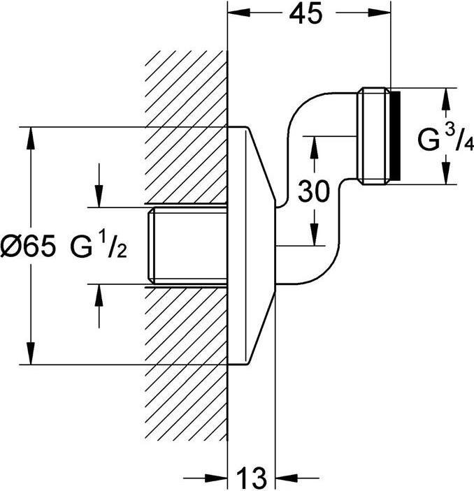 Produktbild Grohe S-Anschluss 1/2"x3/4" verstb 30mm chr