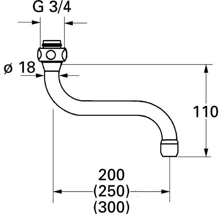 Actual product image Grohe S-outlet 5 pieces Ausldg 200mm chr