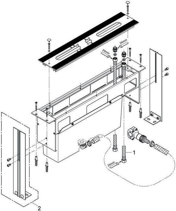 Produktbild Grohe Wannenrandkombination Unterbau f Fliesenbankmontage