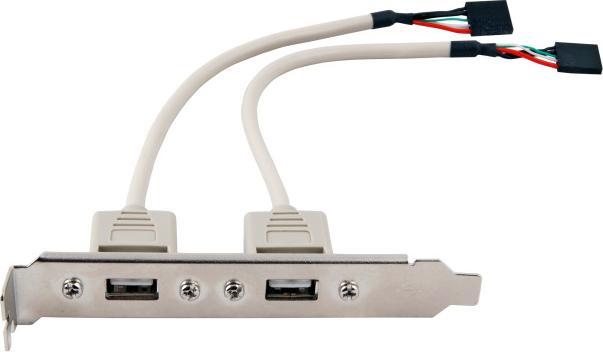 Produktbild EFB Elektronik Slotblech mit 2xUSB Einbaubuchsen Serie A auf 2x5pol. Platinenstecker, 0,2 m (0.20 m, USB 2.0)