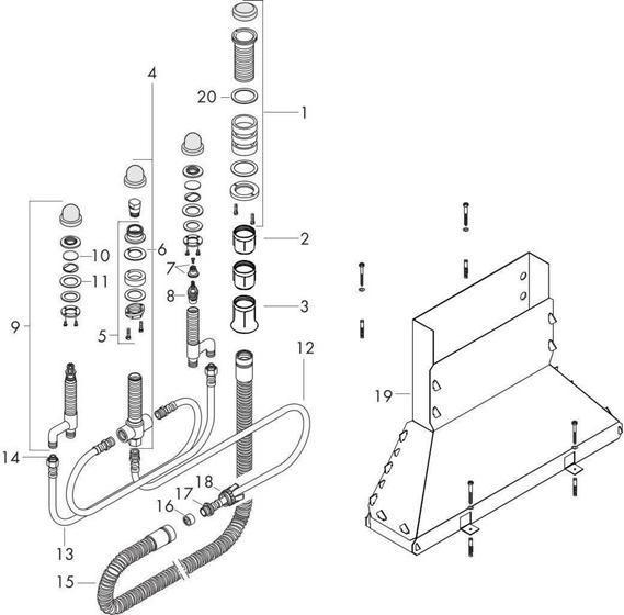 Actual product image hansgrohe HG basic body DN 15, for 4-hole bath rim fitting