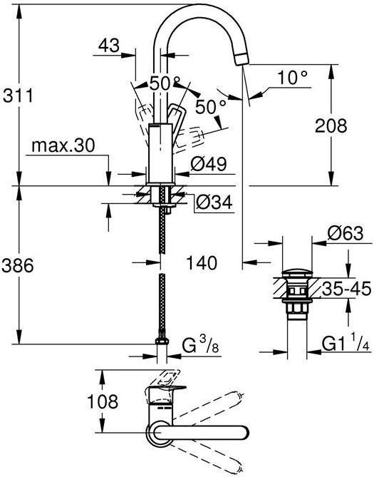 Produktbild Grohe Einhand-Waschtischbatterie BAULOOP 1/2Zoll, L-Size chrom