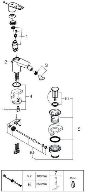 Produktbild Grohe Einhand-Bidetbatterie BAULOOP 1/2Zoll chrom