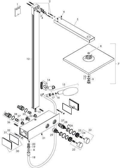 Produktbild hansgrohe HG Showerpipe Raindance E 300 1jet m ShowerTablet 350 chr 9 l/min EcoSmart
