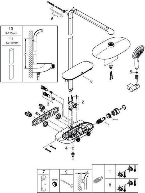 Actual product image Grohe Du-syst RAINSHOWER Sys SMARTCONTRO Mono 360, with thermostatic mixer chrome