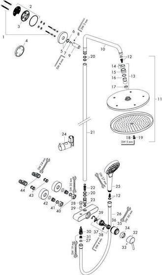 Actual product image hansgrohe HG Showerpipe CROMA SELECT 280 AIR 1JET DN 15, with single-lever mixer chrome