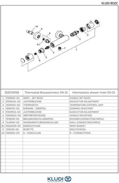 Actual product image Kludi Thermostatic shower mixer BOZZ DN 15 ma-sw