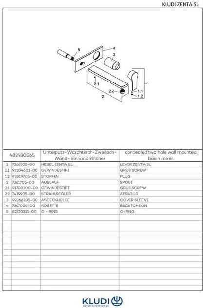 Image du produit Kludi Mitigeur de lavabo ZENTA SL UP deux trous chr