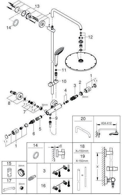 Immagine prodotto Grohe Sistema doccia EUPHORIA SYSTEM 310 m Termostatico rigido Grafite spazzolata