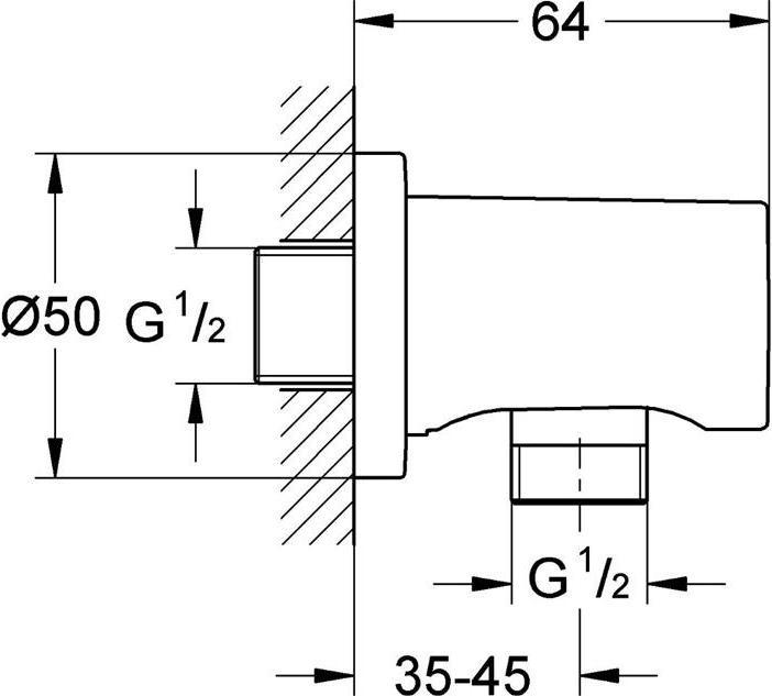 Immagine prodotto Grohe Raccordo a parete piegato Doccia a pioggia 1/2" rd Ros ha graph piegato